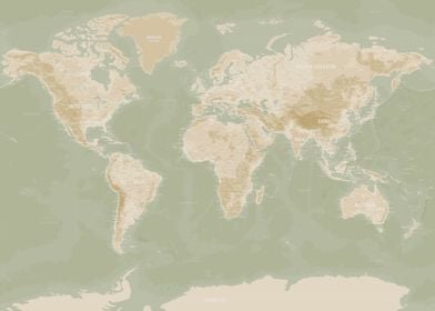 World Map Topographic