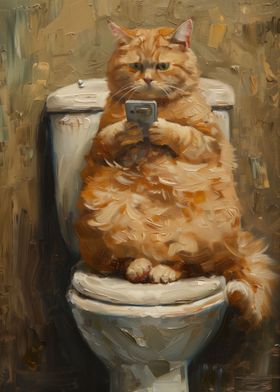 Cat Phone Toilet Texting