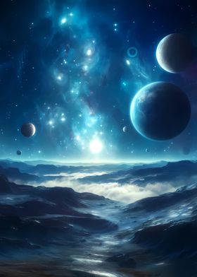 Blue Planets and Stars 