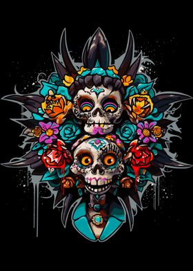 Fractal skull flowers