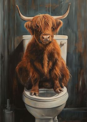 Funny Highland Cow Toilet