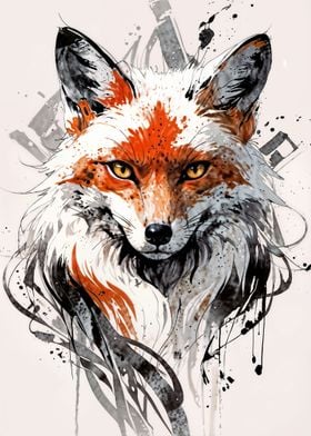 Fox Portrait Ink Art