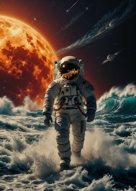 Astronaut walking on sun