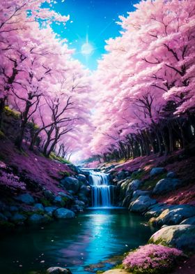 Japan Cherry Blossom River