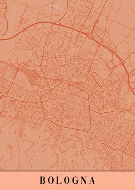 Bologna Orange Vintage Map