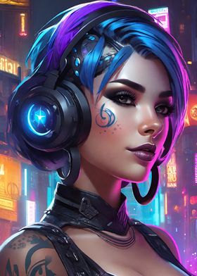 Cyberpunk girl purple 5