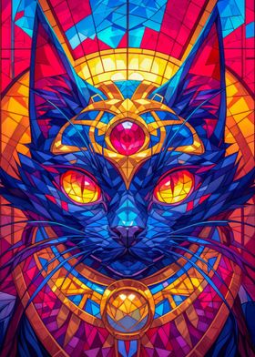 Regal Stained Glass Cat