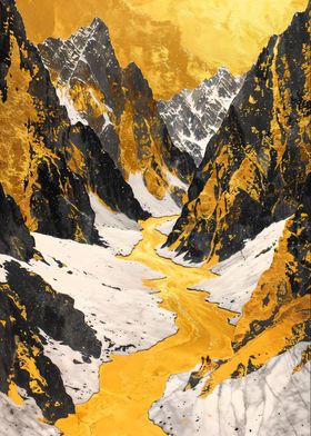 Mountain River of Gold Art