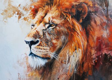 Painted portrait of a lion