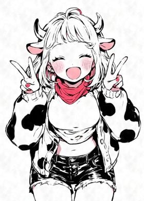 Happy Kawaii Cow Girl 