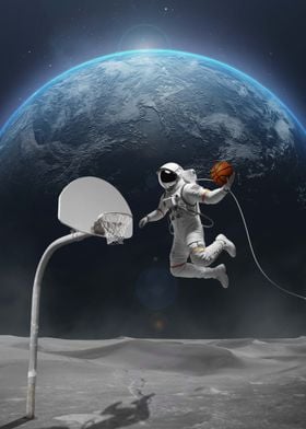 Astronaut Play Basketball