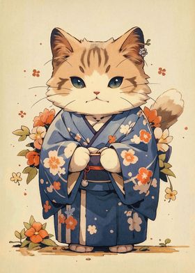 kawaii cat kimono