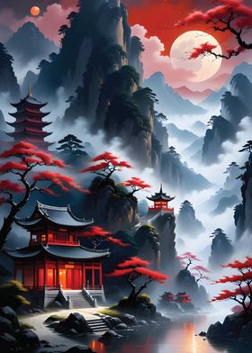 Red Japan Landscape 