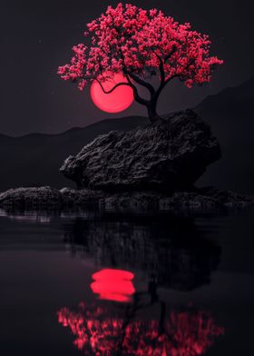 Tree Moon Reflection