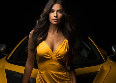 Girl in yellow and car