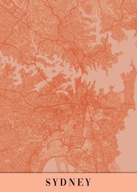 Sydney Orange Vintage Map