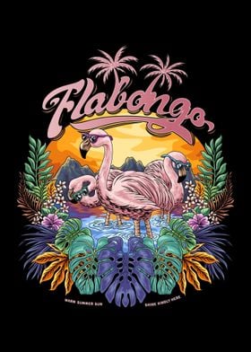 Flamingo Trio With Text 