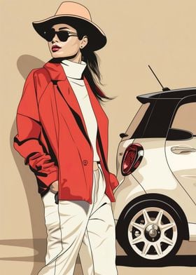 Stylish girl Smart Fortwo