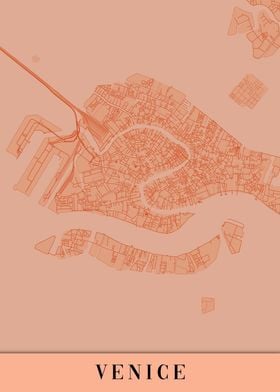 Venice Orange Vintage Map