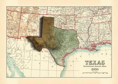 Texas Old relief Map