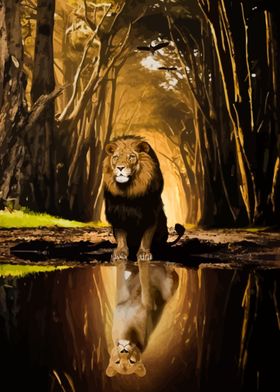 Lion Reflection