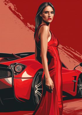 Woman in red Pagani Huayra