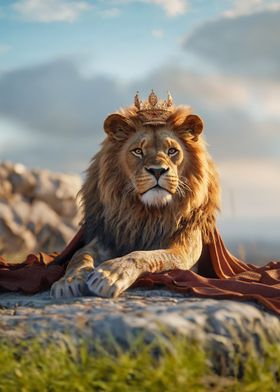 King lion in crown