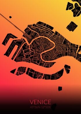 Venice Black Orange Map