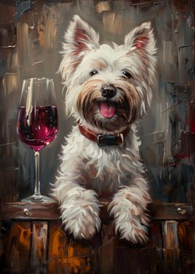 Westie Glass of Red Wine