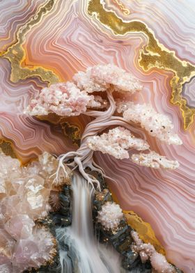 Pink Agate Bonsai Tree