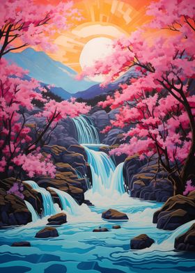 Cherry Blossom Waterfall