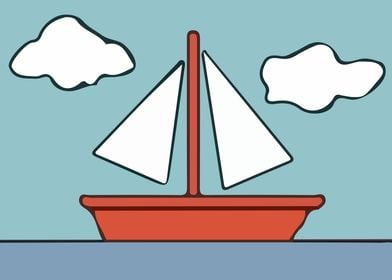 CARTOON SAILBOAT VECTOR 