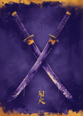 Purple And Gold Katanas