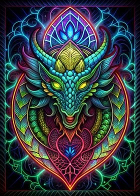 Stained Glass Dragon Neon