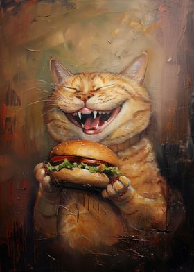 Evil Cat Hamburger Food