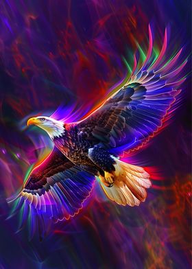 Neon Eagle Flying