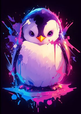 Penguin Paint Splatter