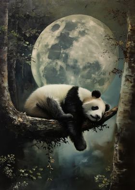 Cute Sleeping Panda Moon