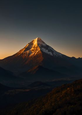 Snowy Mountain Peak Sunset
