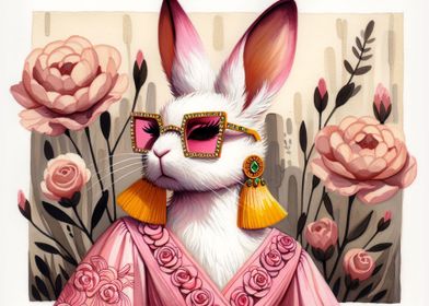 Fashionable Floral Bunny