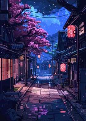 Japan Village Pixelart