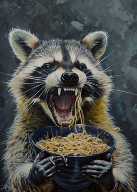 Evil Raccoon Eating Food