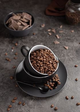 A cup of coffee beans