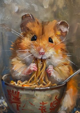 Cute Hamster Spaghetti Eat