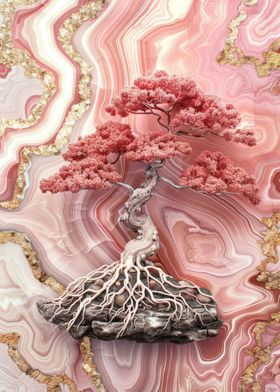 Pink Agate Bonsai Tree