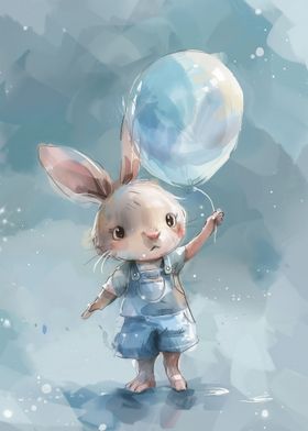 Watercolor Rabbit Balloon