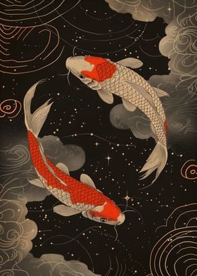 Japanese koi Fish Yin Yang