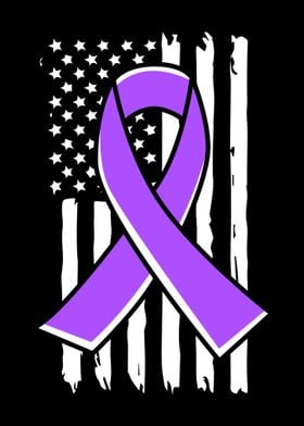 Purple Ribbon USA Flag