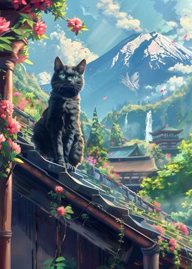 Scenery cat at Fuji mount