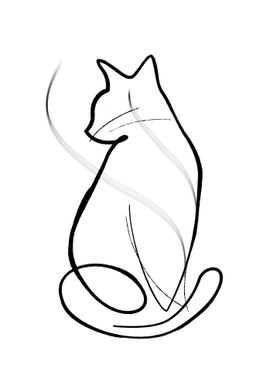 Simple Cat Line Art